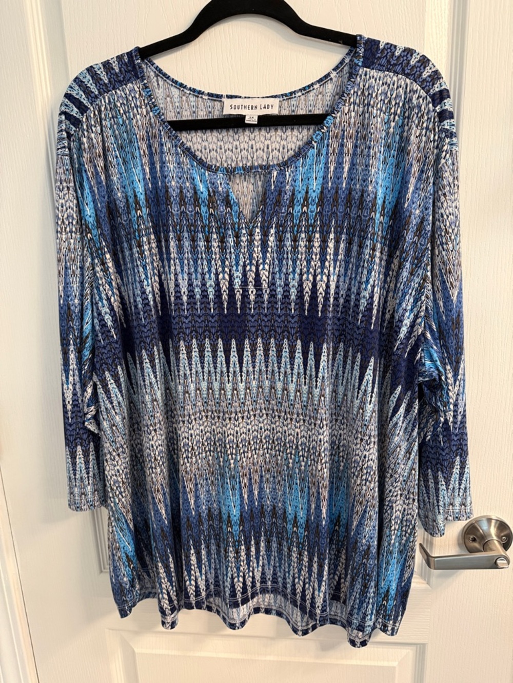 Southern Lady Blue & Navy Zigzag Print Tunic